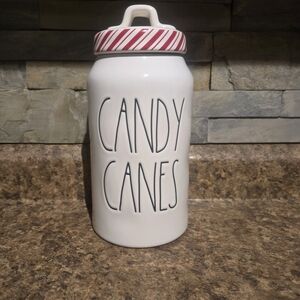 Rae Dunn White Candy Canes Canister